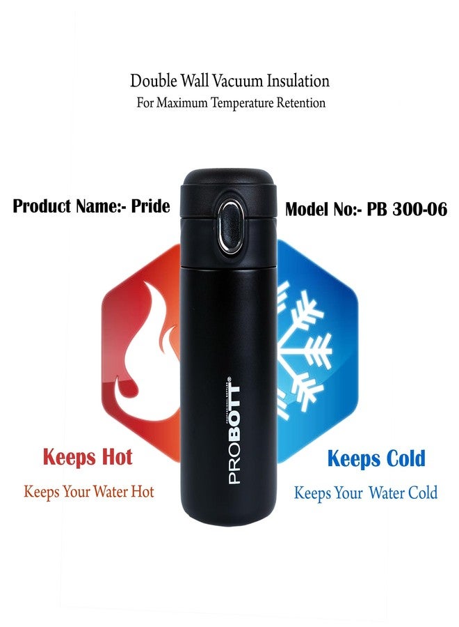 Probott Pride 300ml Thermosteel Hot & Cold Insulated Stainless Steel Travel Mug, Spill Proof | Coffee Tea Mug | Juice Mug | Water Flask | Easy Grip Easy to Carry | Pack of 2 | Jet Black+Flesh Pink - Image 4